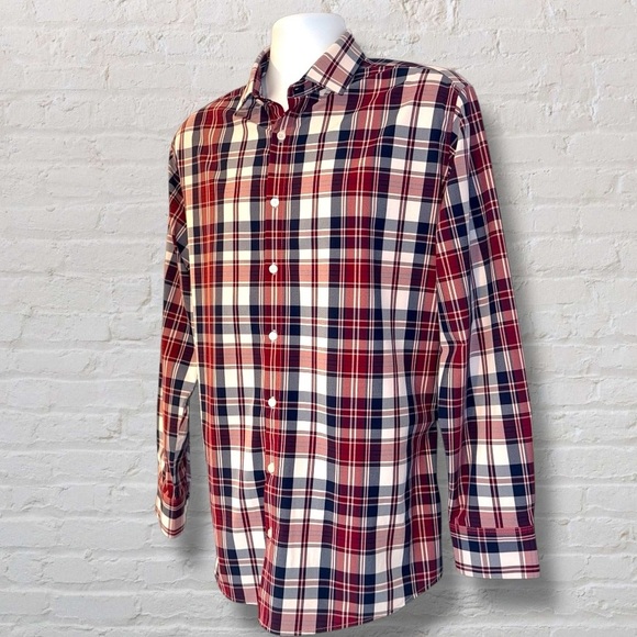 Mizzen+Main Leeward Antimicrobial Dress Shirt Men’s L Dark Red Plaid Performance - Picture 5 of 12